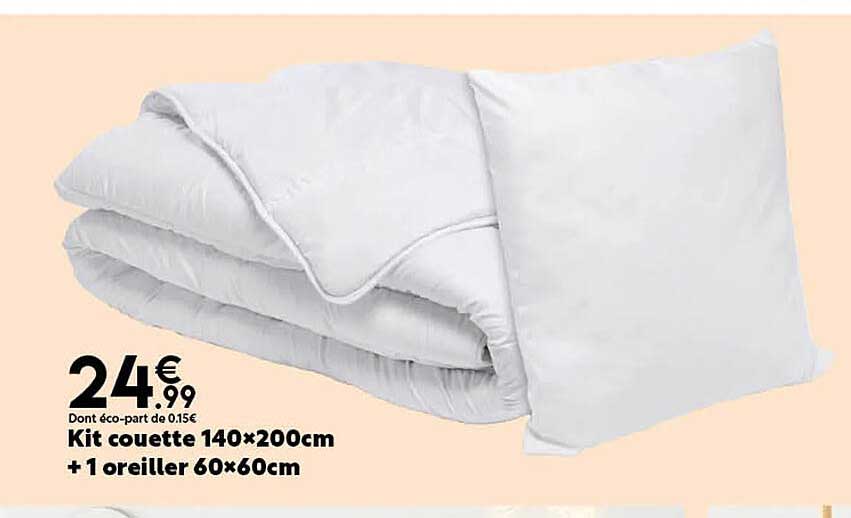Kit Couette 140 X 200 Cm + 1 Oreiller 60 X 60 Cm