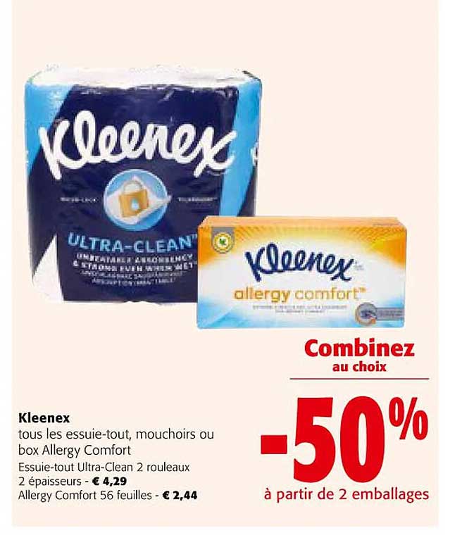 kleenex tous les essuie-tout mouchoirs ou box allergy comfort