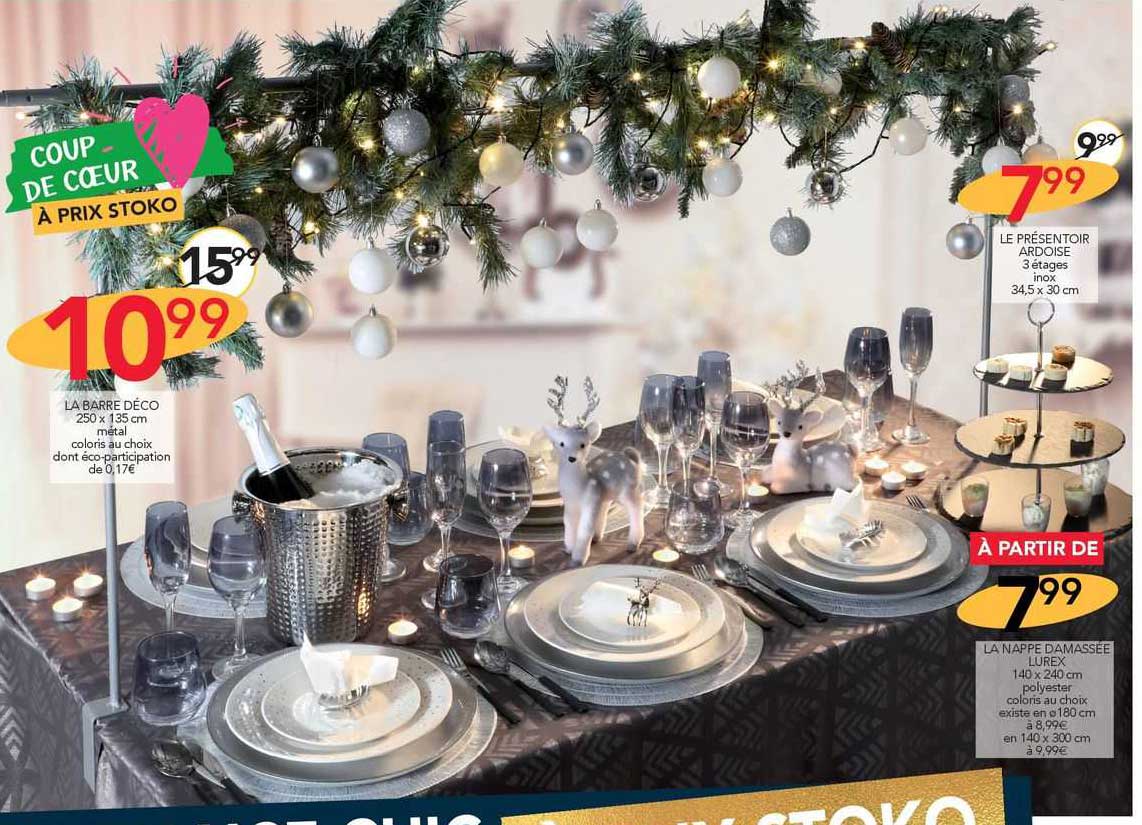 la barre déco, le présentoir ardoise, la nappe damassée lurex