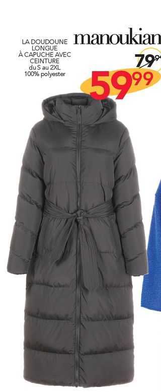 la doudoune longue à capuche avec ceinture manoukian
