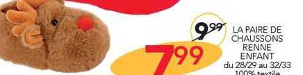 la paire de chaussons renne enfant