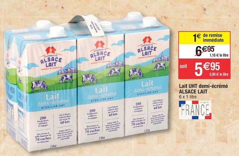 Lait Uht Demi-écrémé Alsace Lait