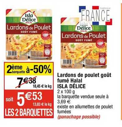 Lardons De Poulet Goût Fumé Halal Isla Délice