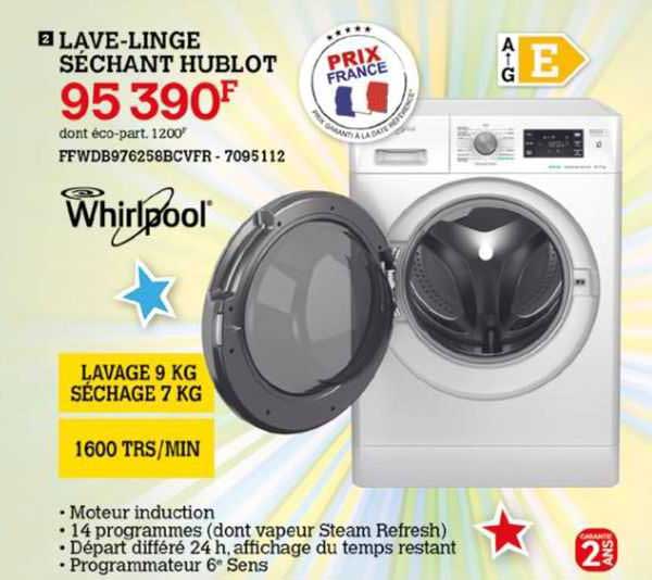 lave-linge séchant hublot whirlpool