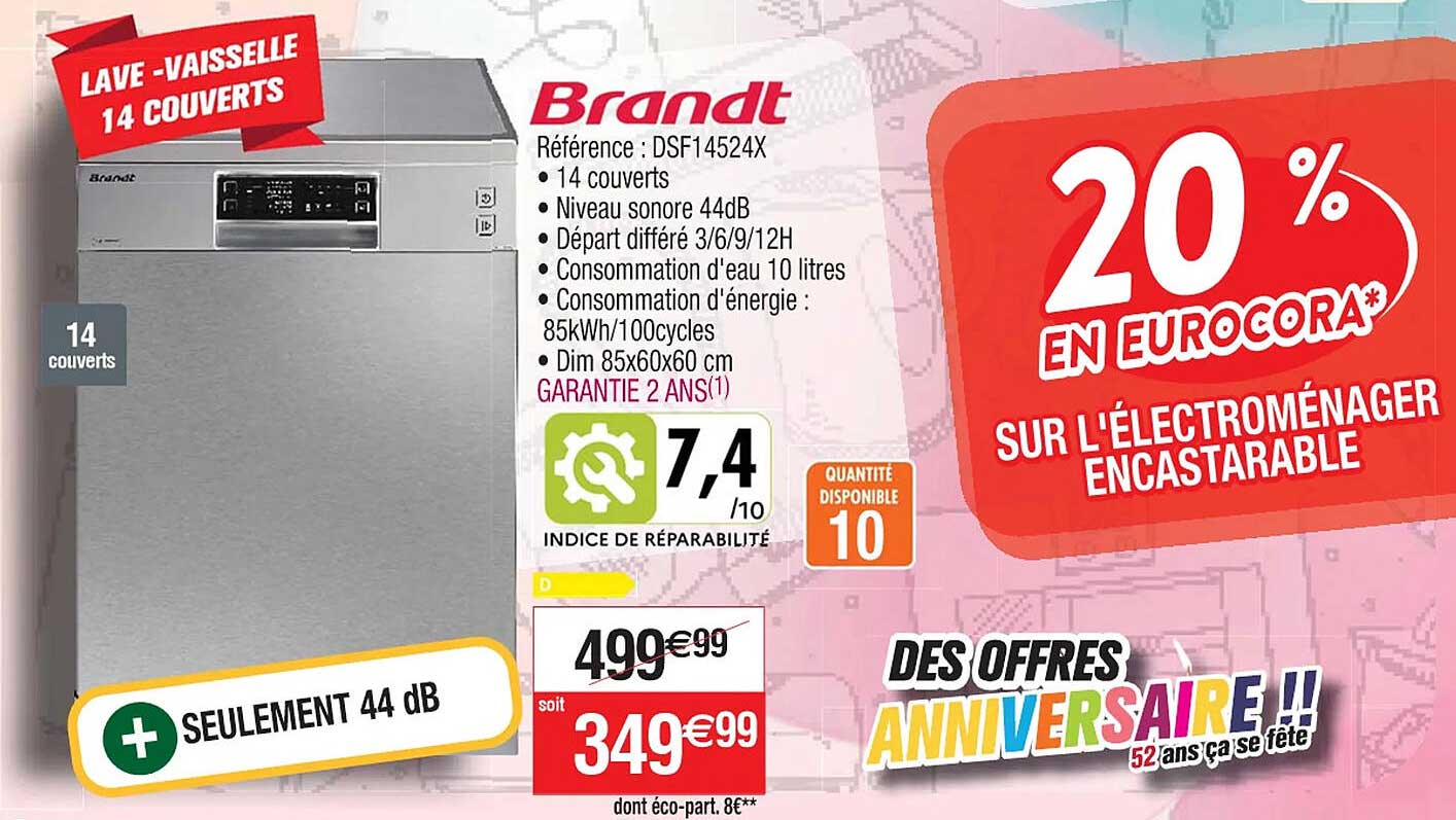 lave-vaisselle 14 couverts brandt