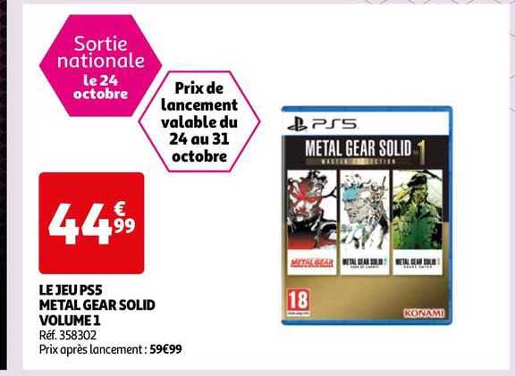le jeu ps5 métal gear solid volume 1