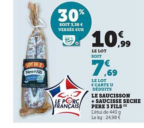 le saucisson + saucisse sèche père 3 fils
