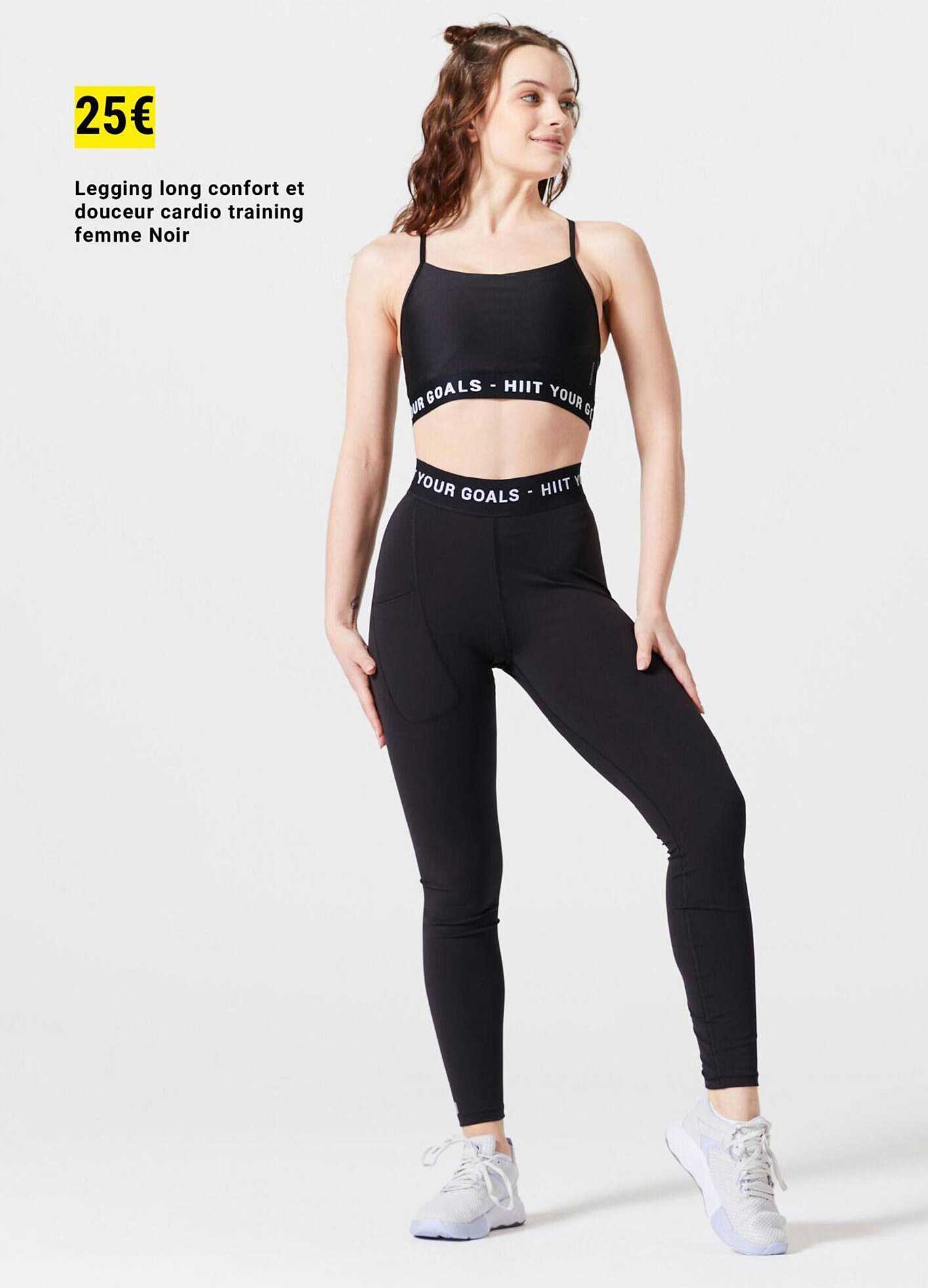 legging long confort et douceur cardio training femme noir