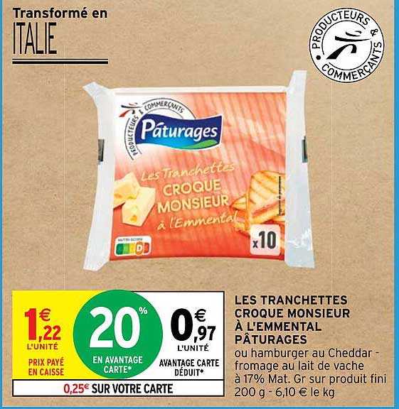 Les Tranchettes Croque Monsieur à L'emmental Pâturages