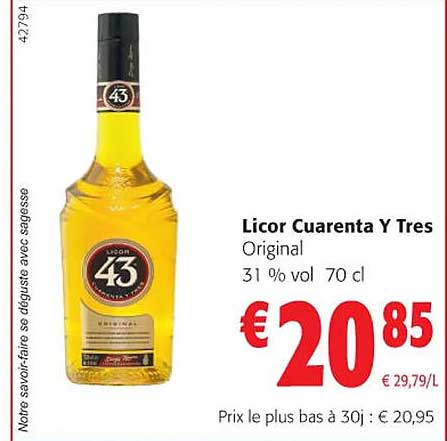 licor cuarenta y tres original
