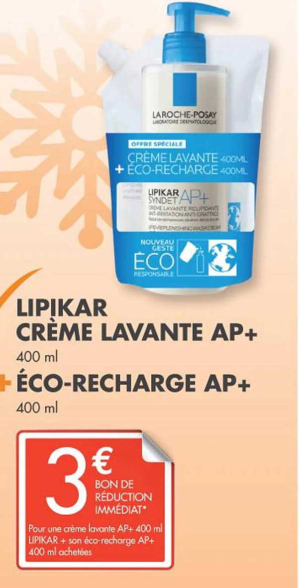 lipikar crème lavante ap+ + éco-recharge ap+