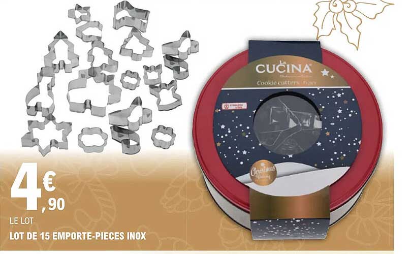 lot de 15 emporte-pièces inox cucina