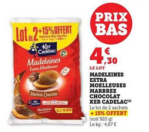 madeleines extra moelleuses marbrée chocolat ker cadélac