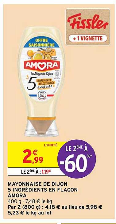 Mayonnaise De Dijon 5 Ingrédients De Flacon Amora Le 2ème à -60%