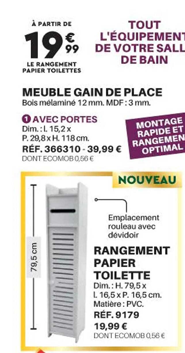 meuble gain de place rangement papier toilette