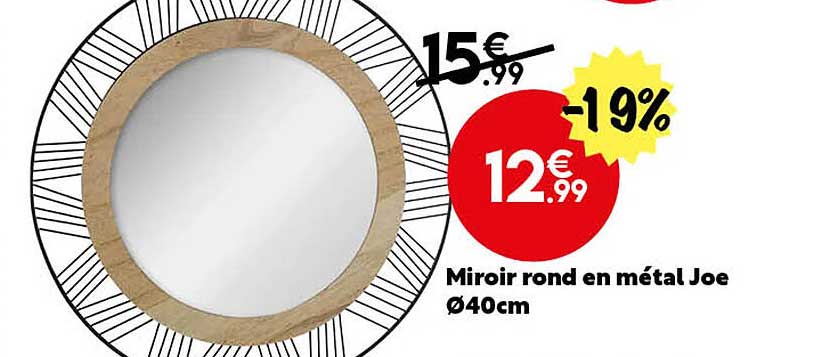 miroir rond en métal joe ø40 cm