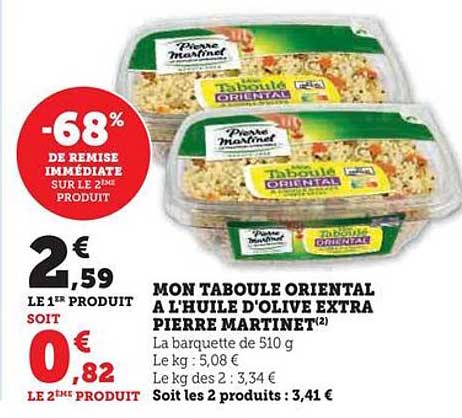 mon taboulé oriental à l'huile d'olive extra pierre martinet