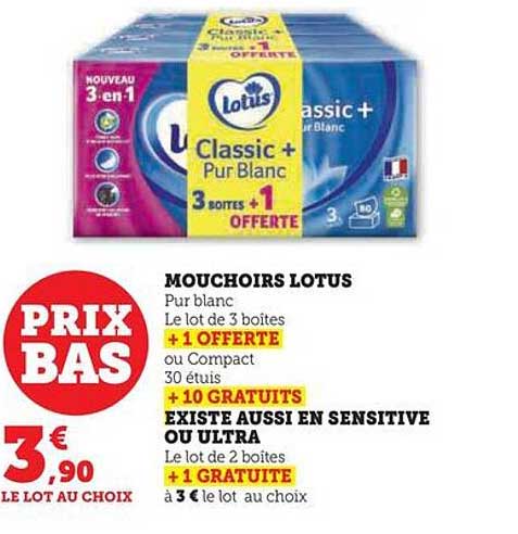 mouchoirs lotus existe aussi en sensitive ou ultra
