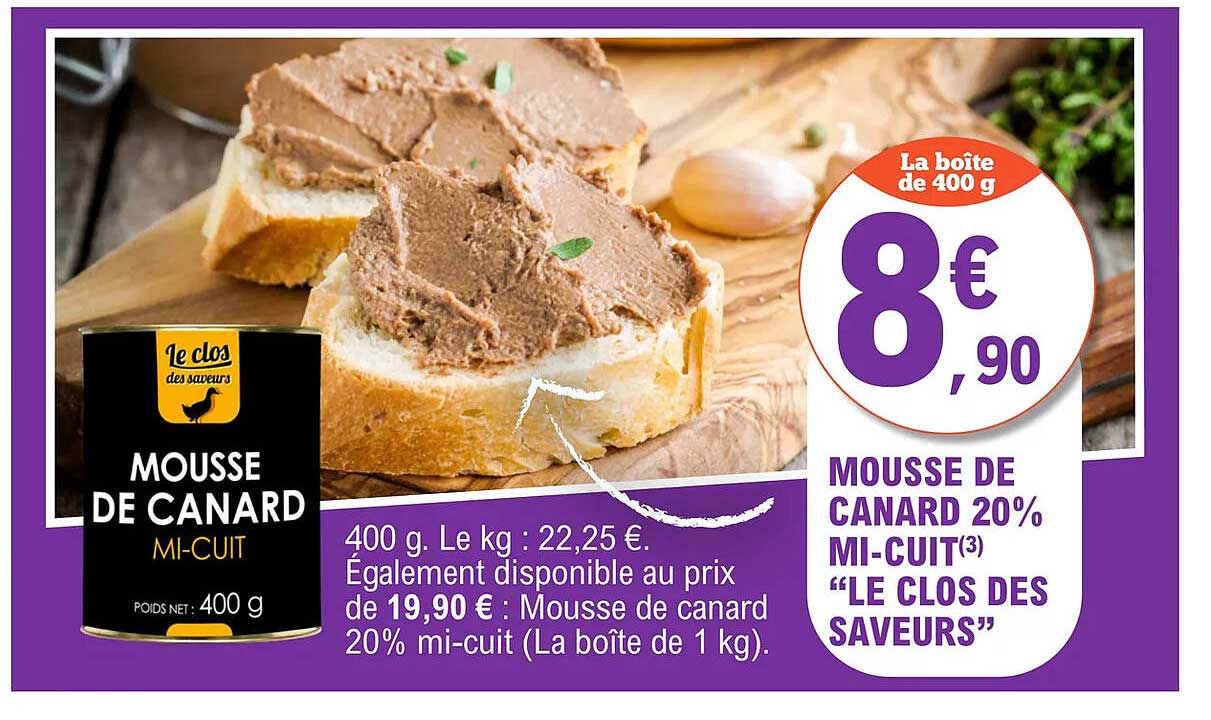 mousse de canard 20% mi-cuit "le clos des saveurs"