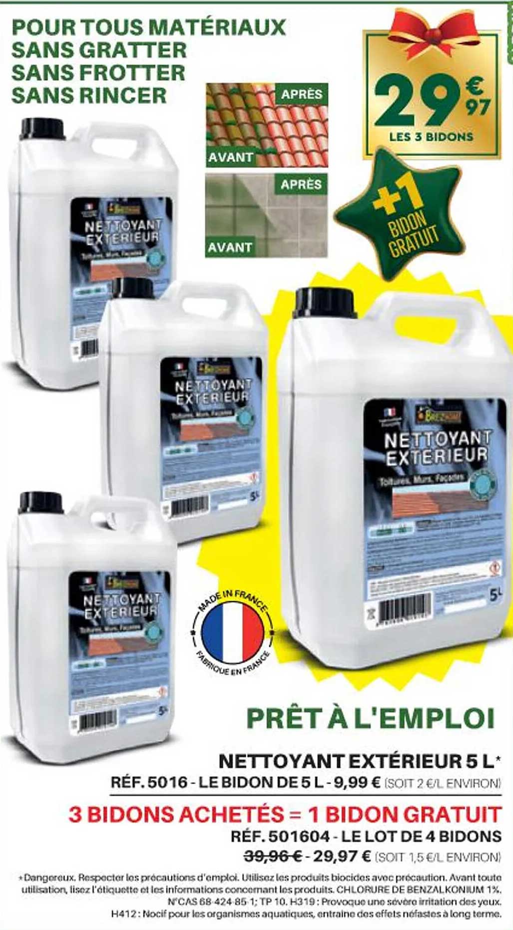 nettoyant extérieur 5l 3 bidons achetés = 1 bidon gratuit