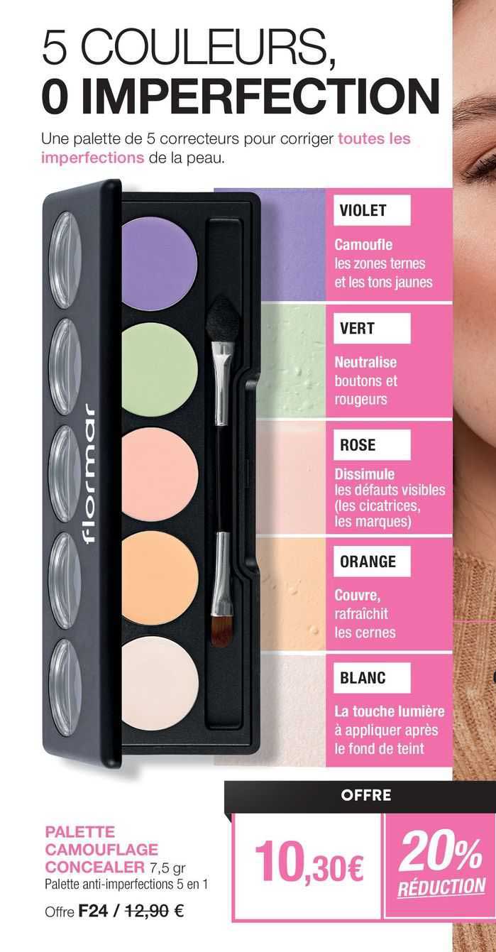 palette camouflage concealer palette anti-imperfections 5 en 1