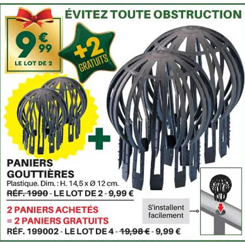 paniers gouttières 2 paniers achetés = 2 paniers gratuits
