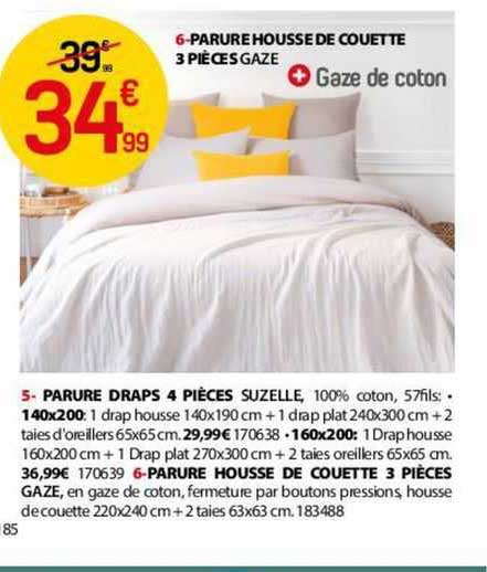 parure housse de couette 3 pièces gaze