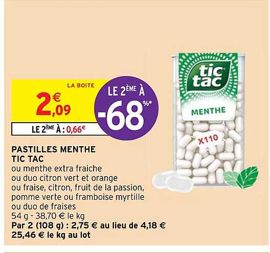 pastilles menthe tic tac