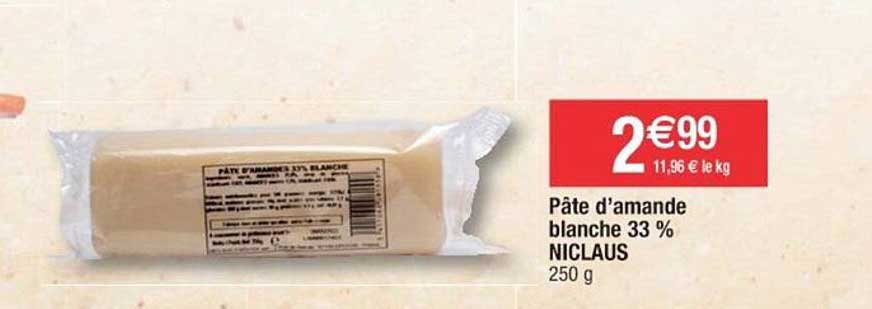 pâte d'amande blanche 33% niclaus