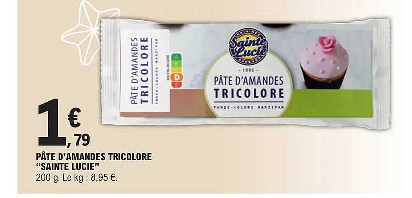 pâte d'amandes tricolore "sainte lucie"