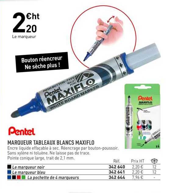 pentel marqueur tableaux blancs maxiflo