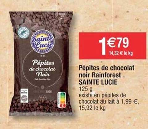 pépites de chocolat noir rainforest sainte lucie