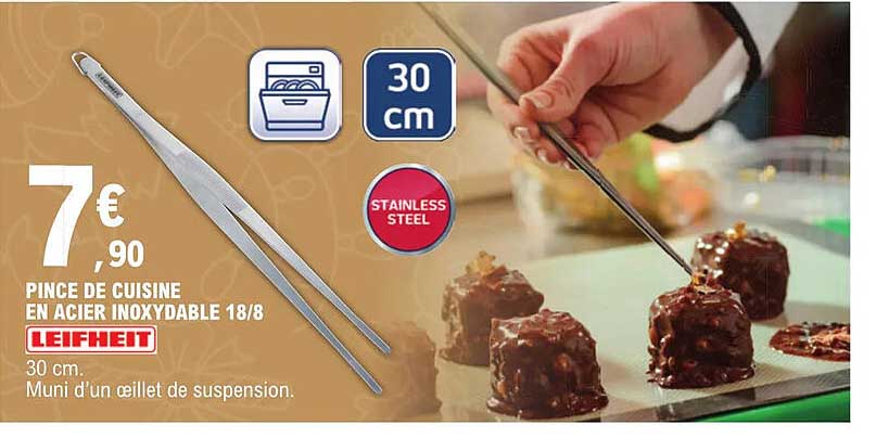 pince de cuisine en acier inoxydable 18/8 leifheit