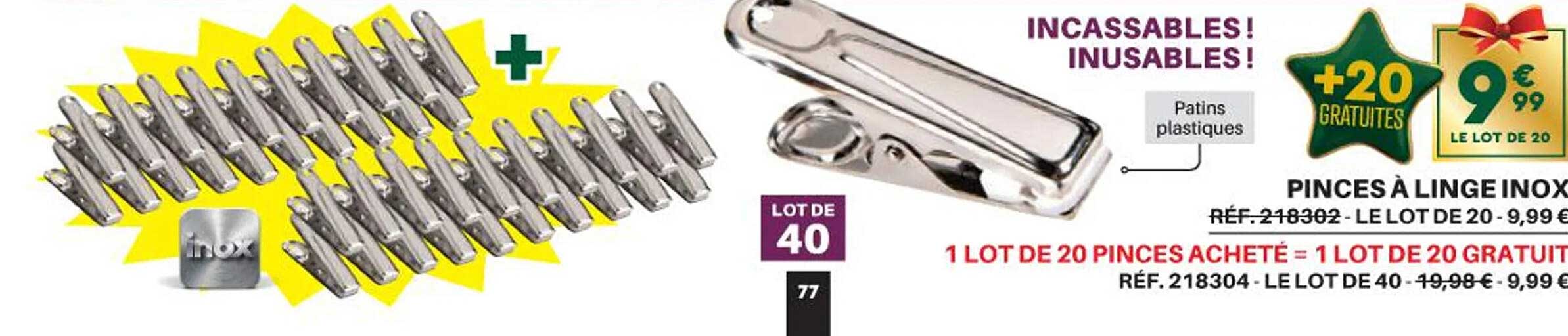 pinces à linge inox 1 lot de 20 pinces acheté= 1 lot de 20 gratuit