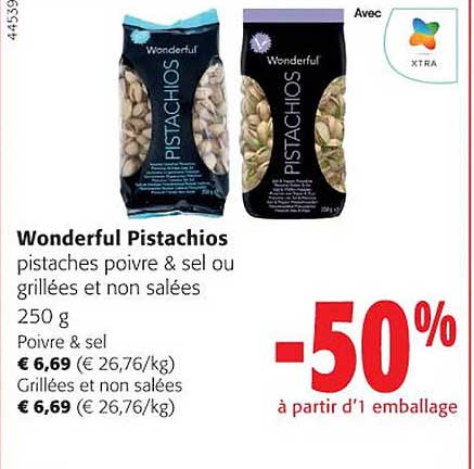 Pistaches Poivre & Sel Ou Grillées Et Non Salées Wonderful Pistachios