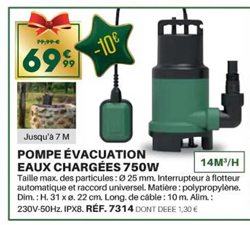pompe évacuation eaux chargées 750w