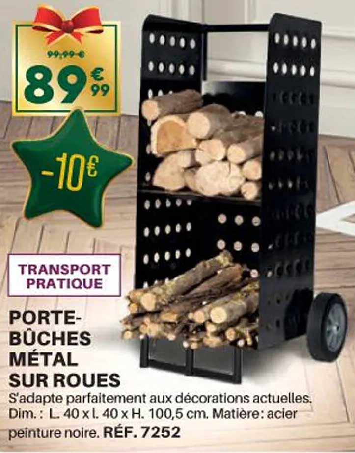 Porte-bûches Métal Sur Roues
