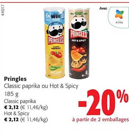 pringles classic paprika ou hot & spicy