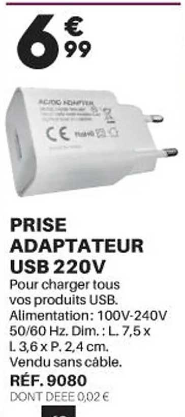 prise adaptateur usb 220v