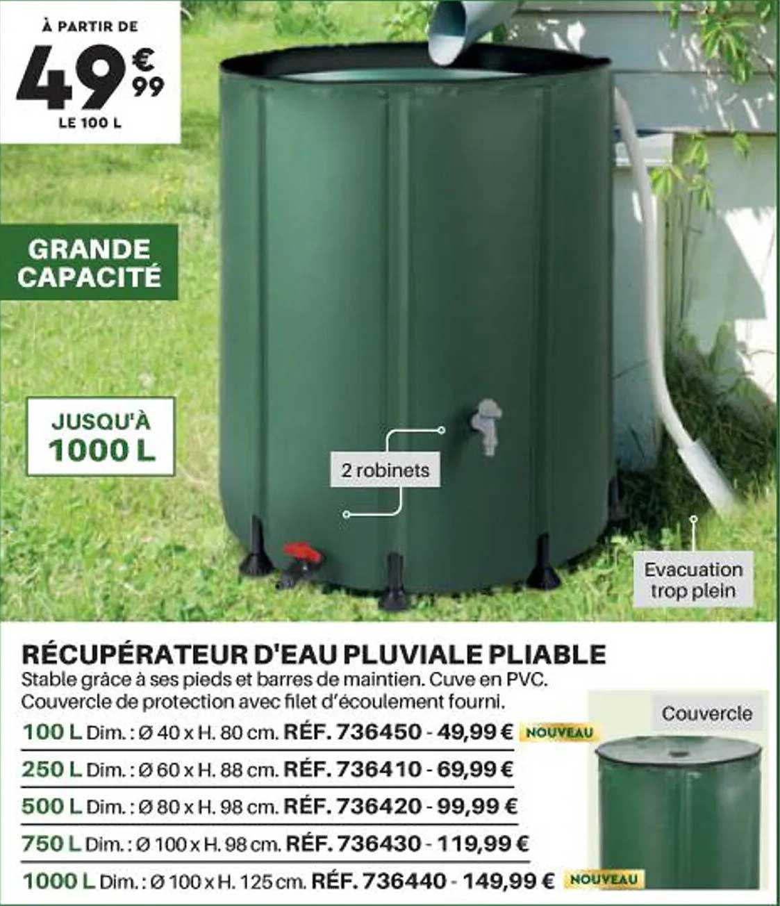 récupérateur d'eau pluviale pliable
