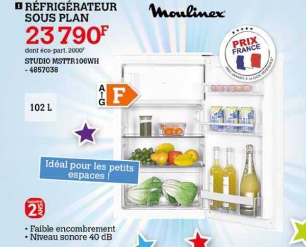 réfrigérateur sous plan moulinex