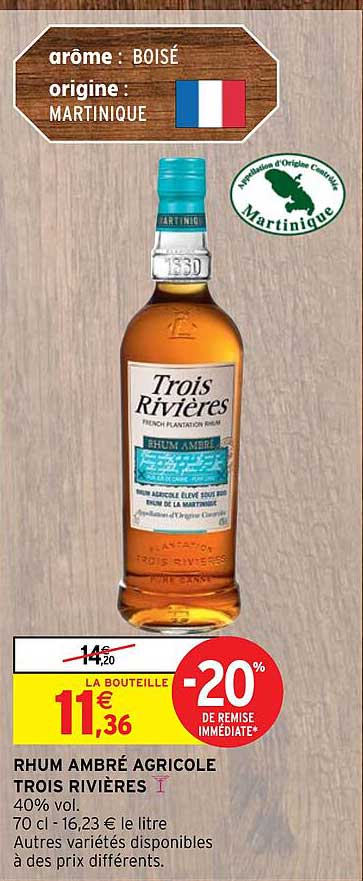 rhum ambré agricole trois rivières
