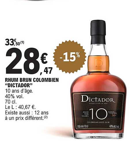 Rhum Brun Colombien "dictador"