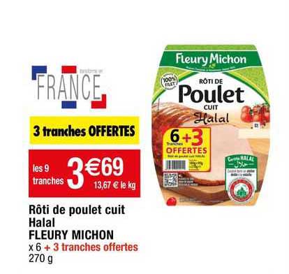 rôti de poulet cuit halal fleury michon
