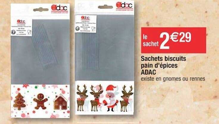 sachets biscuits pain d'épices adac