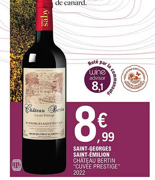 saint-georges saint-émilion château bertin "cuvée prestige" 2022