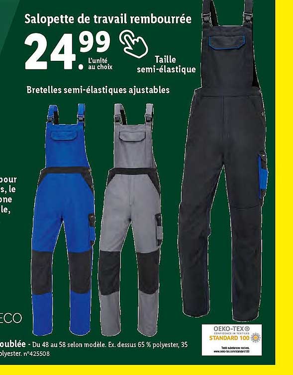 salopette de travail rembourrée