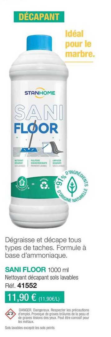 sani floor nettoyant décapant sols lavables