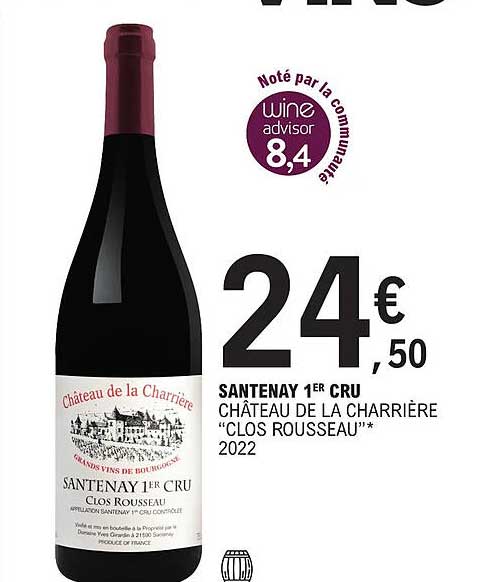 santenay 1er cru château de la charrière "clos rousseau" 2022