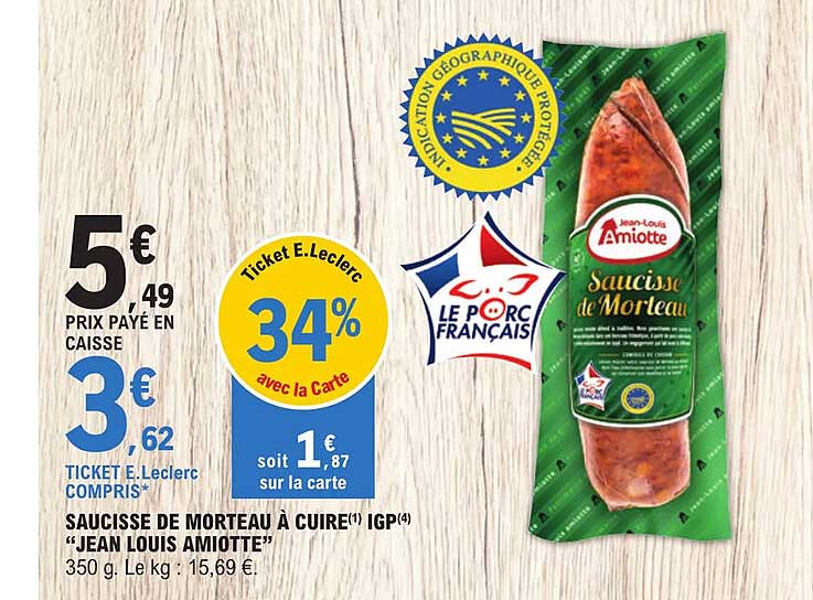 saucisse de morteau à cuire igp "jean louis amiotte"